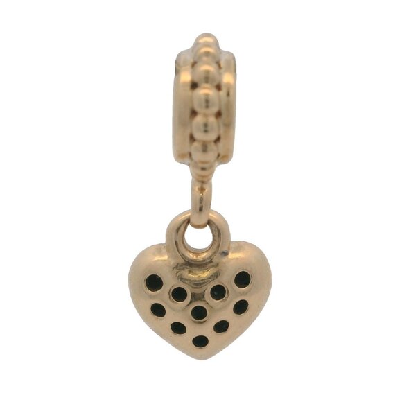 Pandora Retired 14kt Yellow Gold and Diamond Pave Brilliant Heart Dangle Charm - Picture 2 of 6
